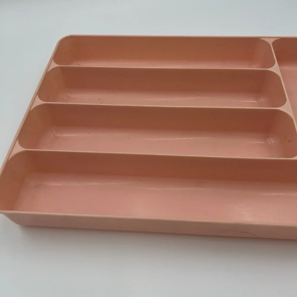 Vintage Lustro-ware Plastic Cutlery 5 drawer‎ Kitchen organizer dusty Pink Retro